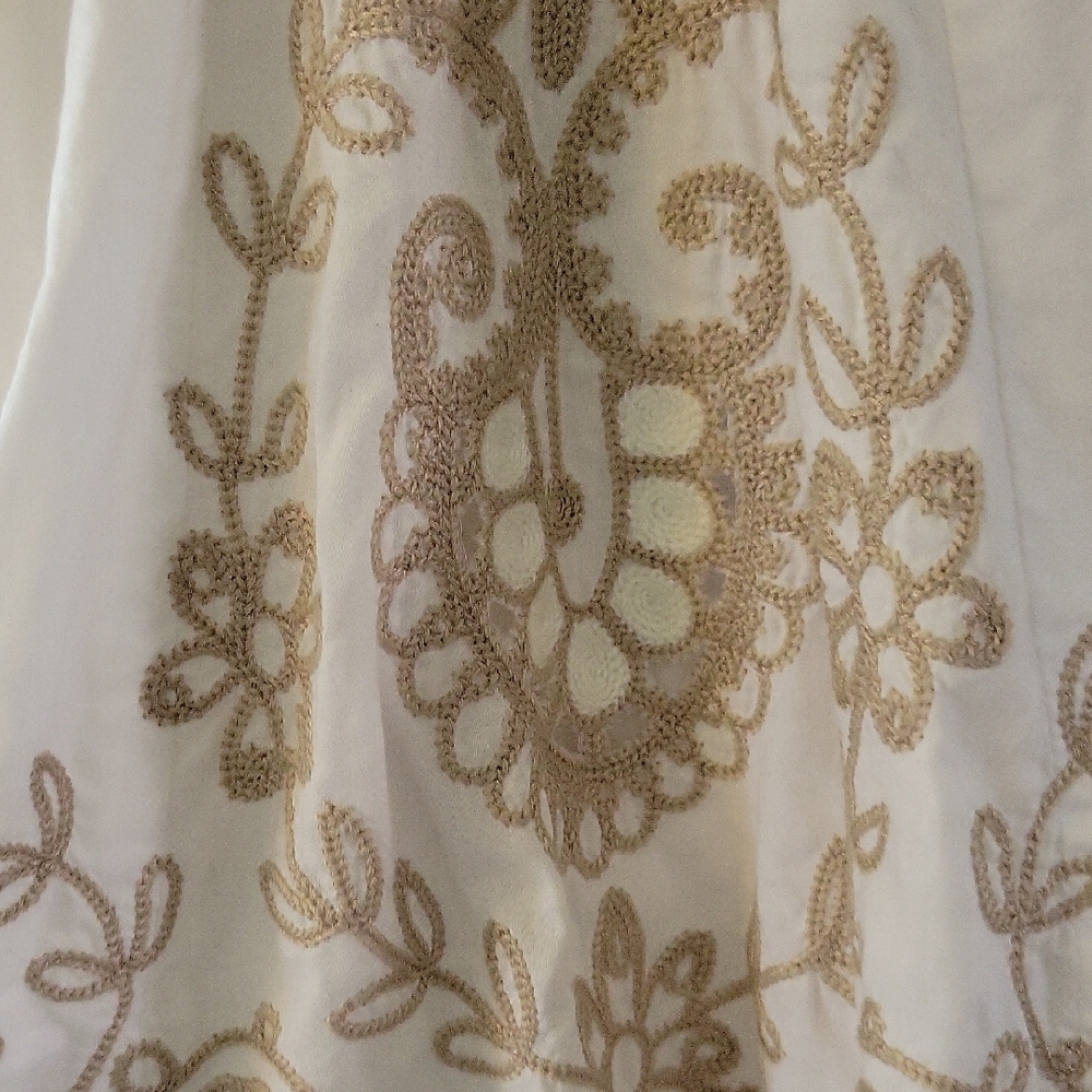 White Tan Fit and Flare Maxi Skirt - Picture 2 of 4
